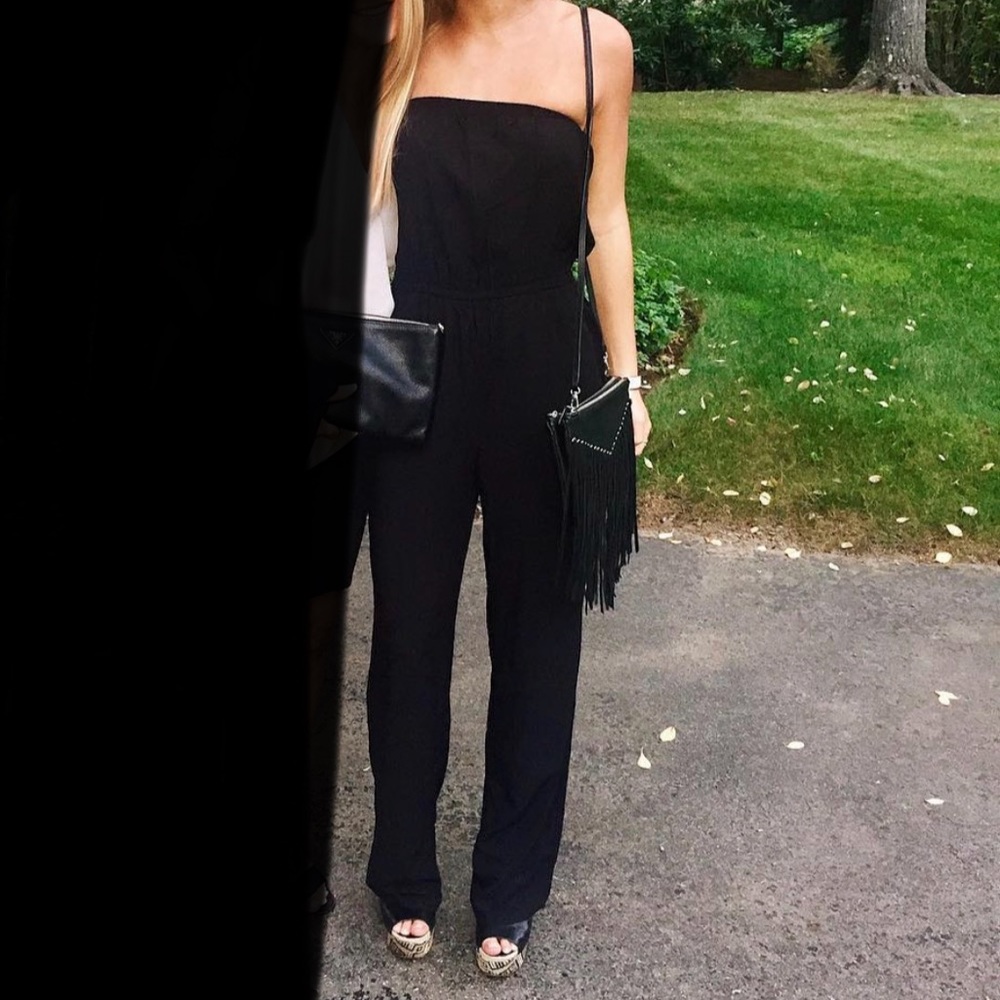 Black strapless jumpsuit